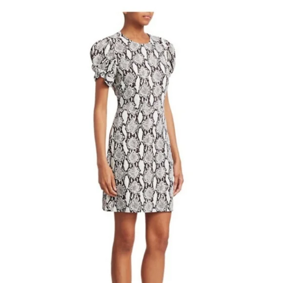 A.L.C. Brinley Snakeskin Puff Short Sleeves Mini Dress - Picture 1 of 16
